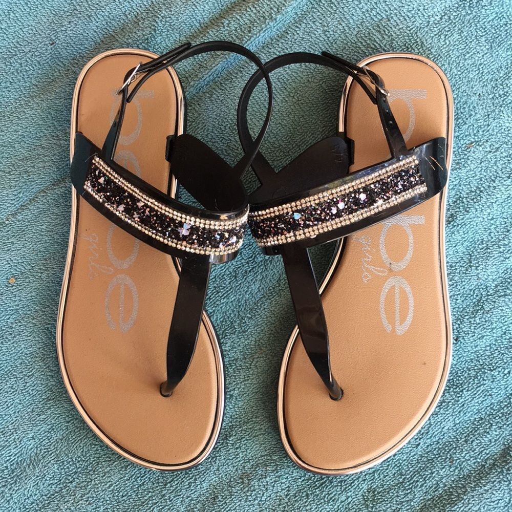 Bebe Black Beaded Sandals